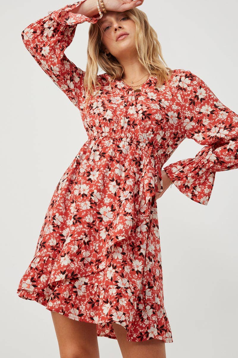 Hayden LA – Vestido - Mulher por atacado – Vestido feminino estampado floral com punho apertado11