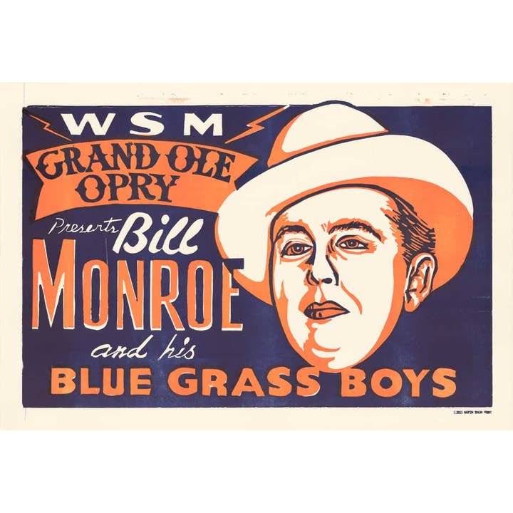 Poster orizzontale di Bill Monroe per la vendita all'ingrosso da parte di Hatch Show Print