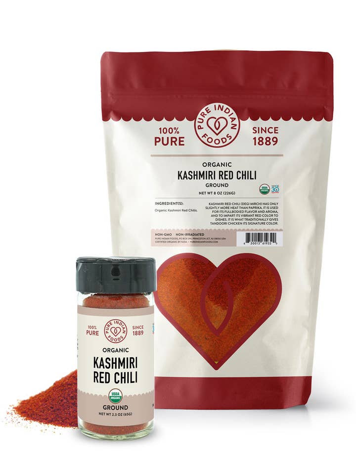 Kashmiri Chili Pepper Ground (Mild), Certified Organic for wholesale by Pure Indian Foods
