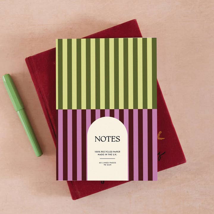 A5 Pistachio Stripe Notebook for wholesale by Good Tuesday (Once Upon a Tuesday)