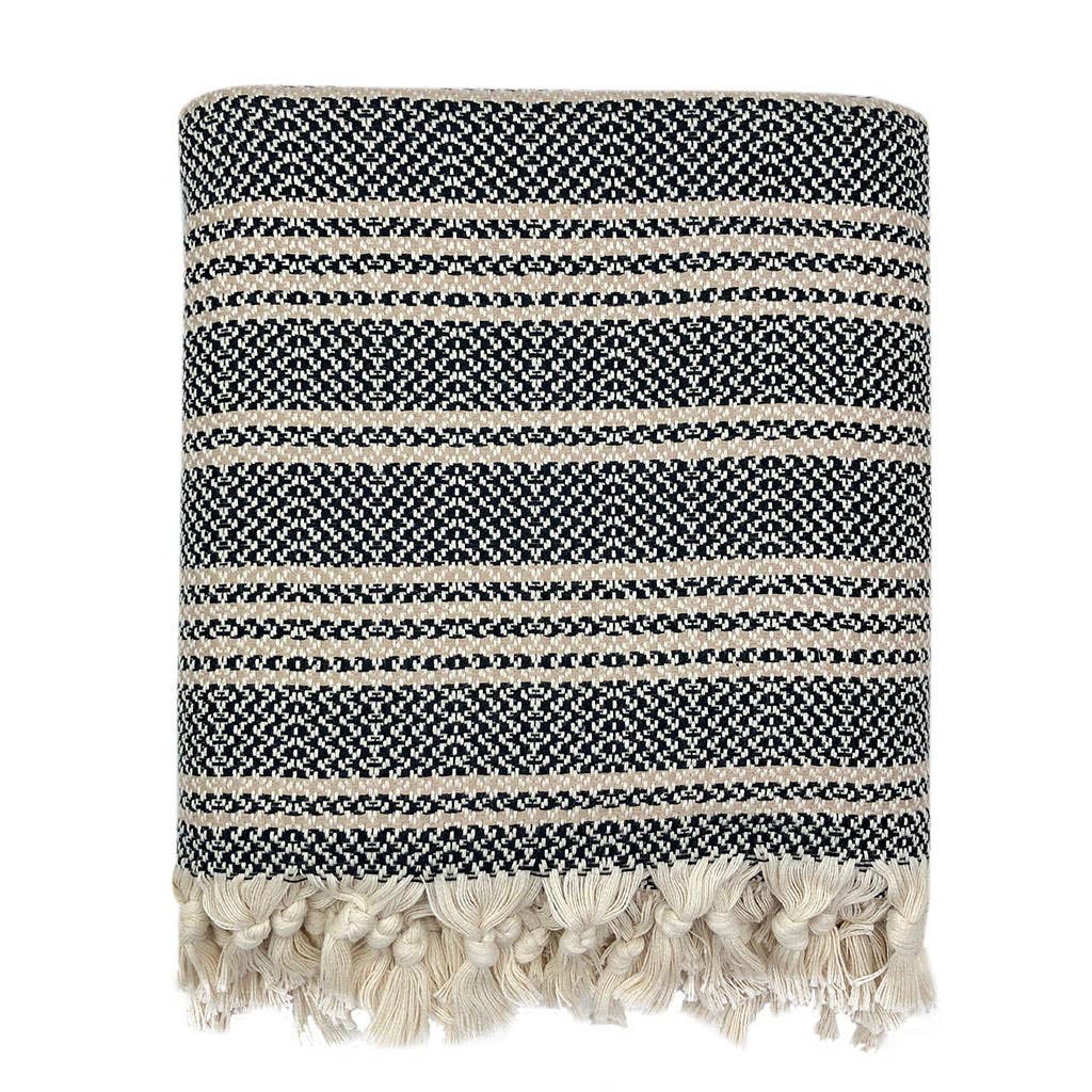 SLATE + SALT - Wholesale Throw Blanket - Woven Stripe Turkish Throw Blanket0