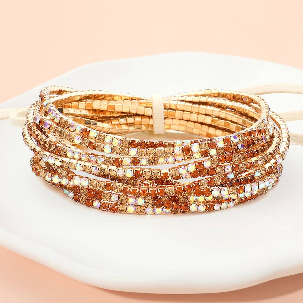 Sensibling Corp. - Wholesale Jewelry Set - 12PCS - Ribbon Pearl Rhinestone Layered Stretch Bracelets27