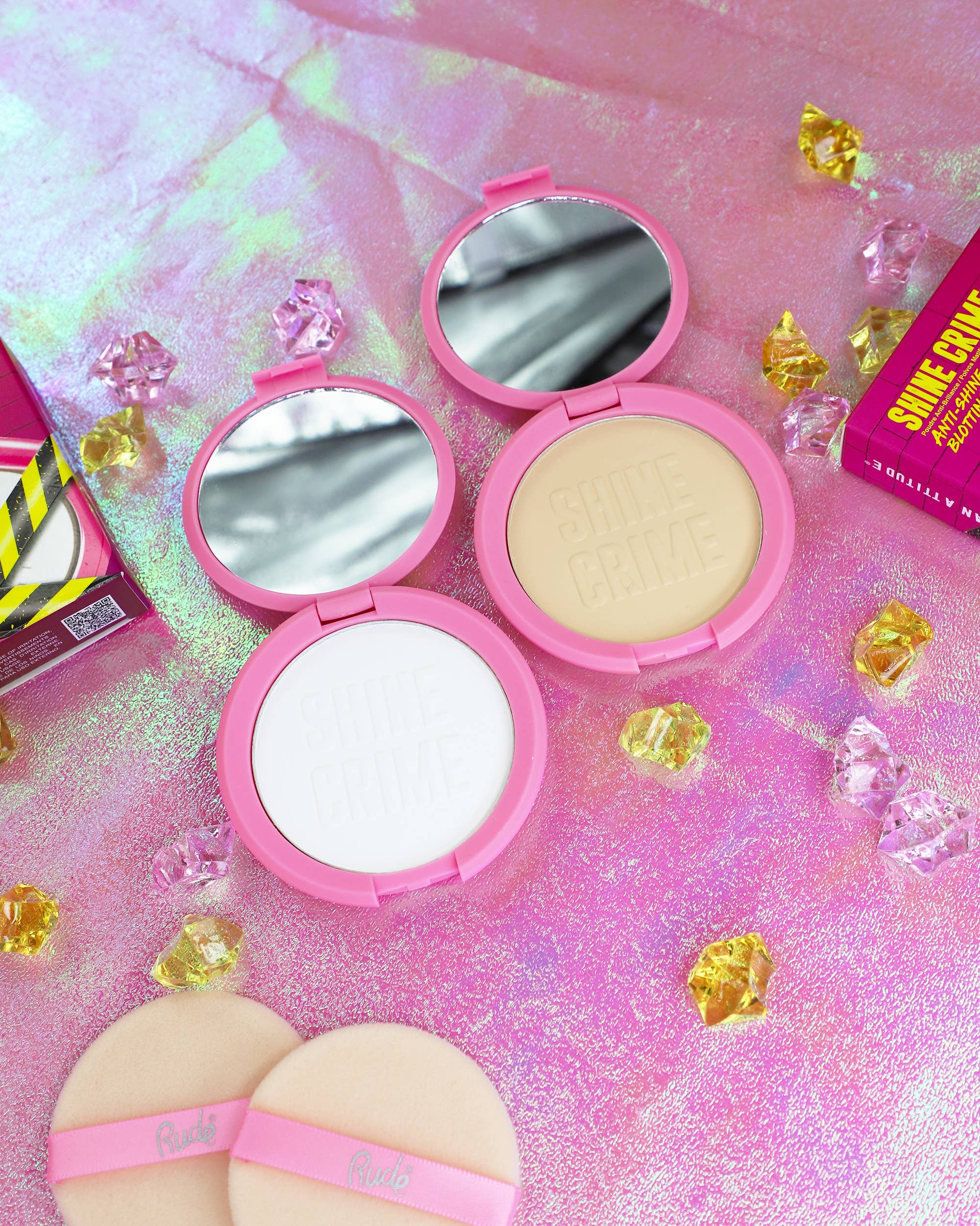 Rude Cosmetics – Engroshandel Makeup setting spray/pudder – Shine Crime matteringspulver mod hudens glans3