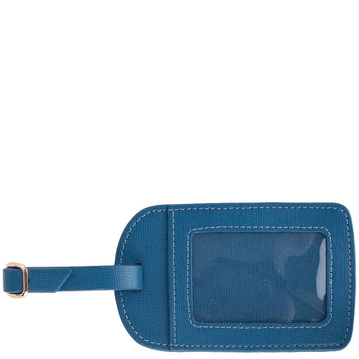 Boulevard - Wholesale Luggage Tag - "Amelia" Blue Leather Luggage Tag (Personalizable)