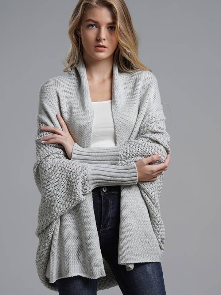 Cárdigan de manga murciélago delantero abierto para venta al por mayor de ClassiQ