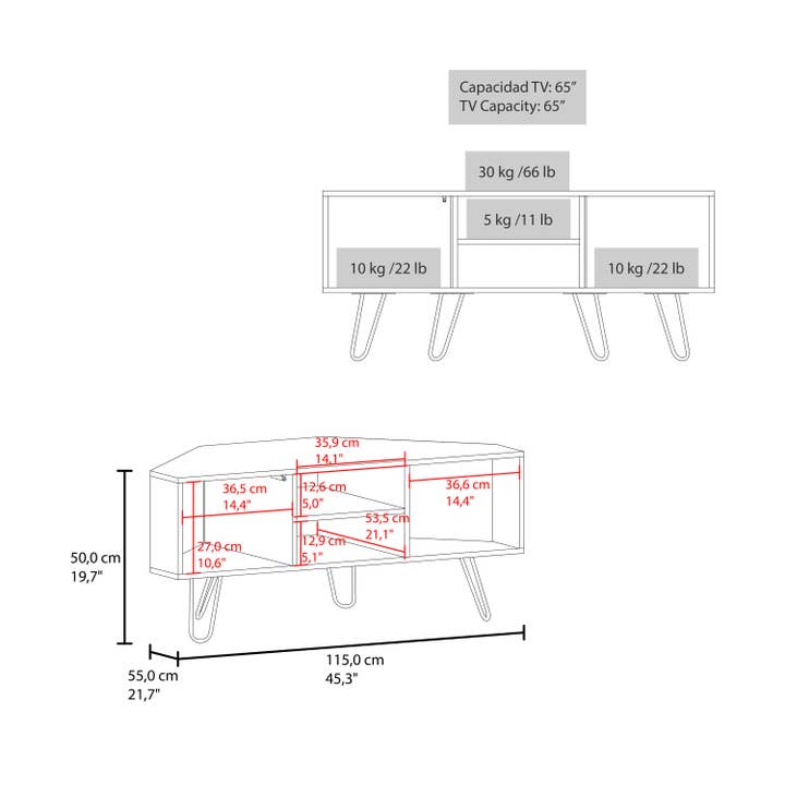 Black Corner Tv Stand Lancaster, Two Cabinets for wholesale on Faire6