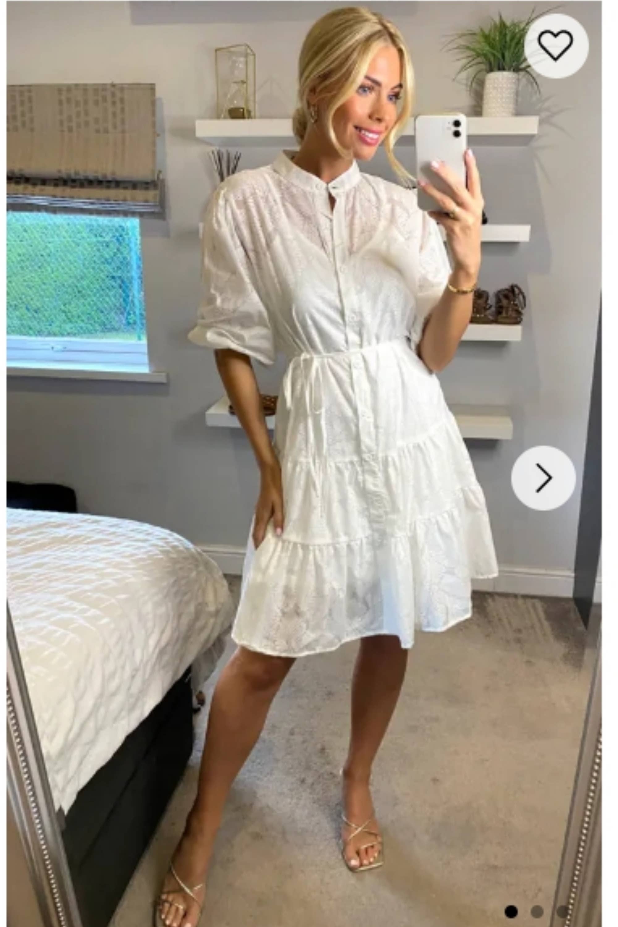 CY FASHION. LONDON - Wholesale Jurk - Dames - Hemdjurk met Leave's patroon in wit1