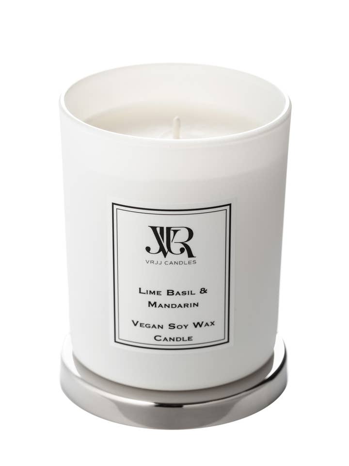 KERZE AUS LIMETTEN-BASILIKUM- UND MANDARINEN-SOJAWACHS für den Großhandel von VRJJ Candles