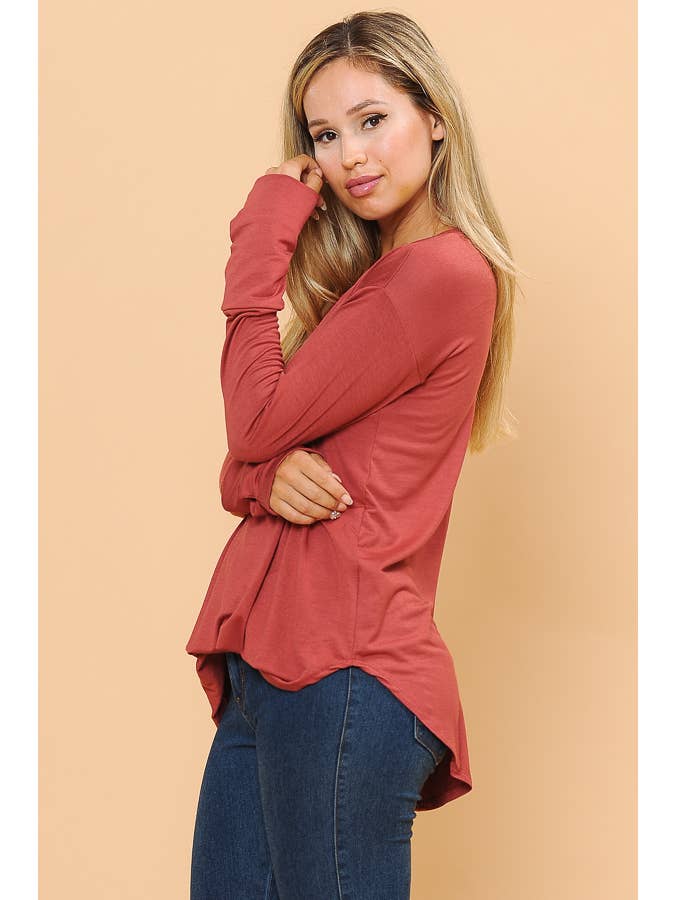 Burgundy Apparel - Wholesale Tunic - Women's - LONG SLEEVE TOP WITH THUMB HOLE40