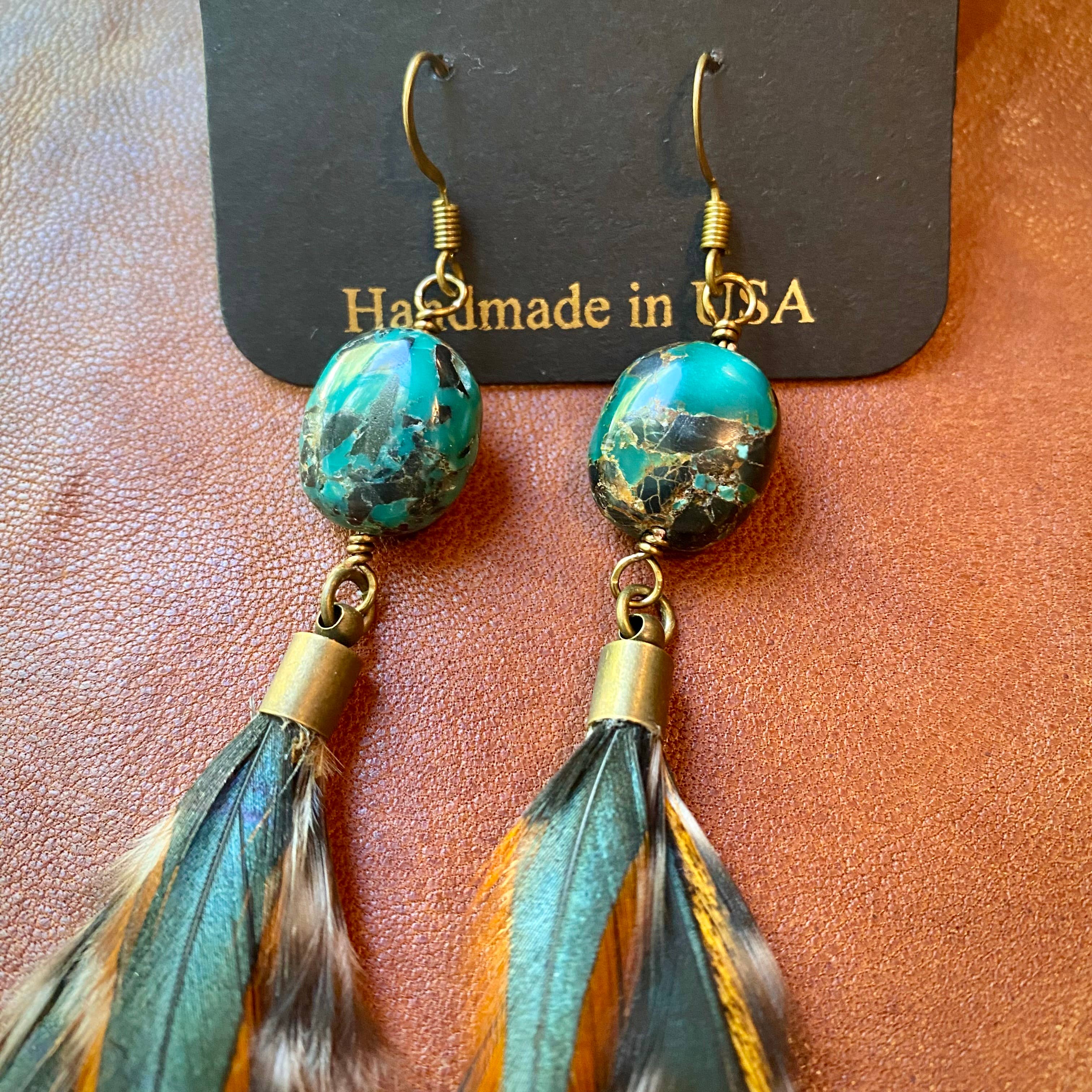ASTALI - Wholesale Tassel Earrings - Turquoise & Long Feather Earrings - Cree Mix, Boho Western3