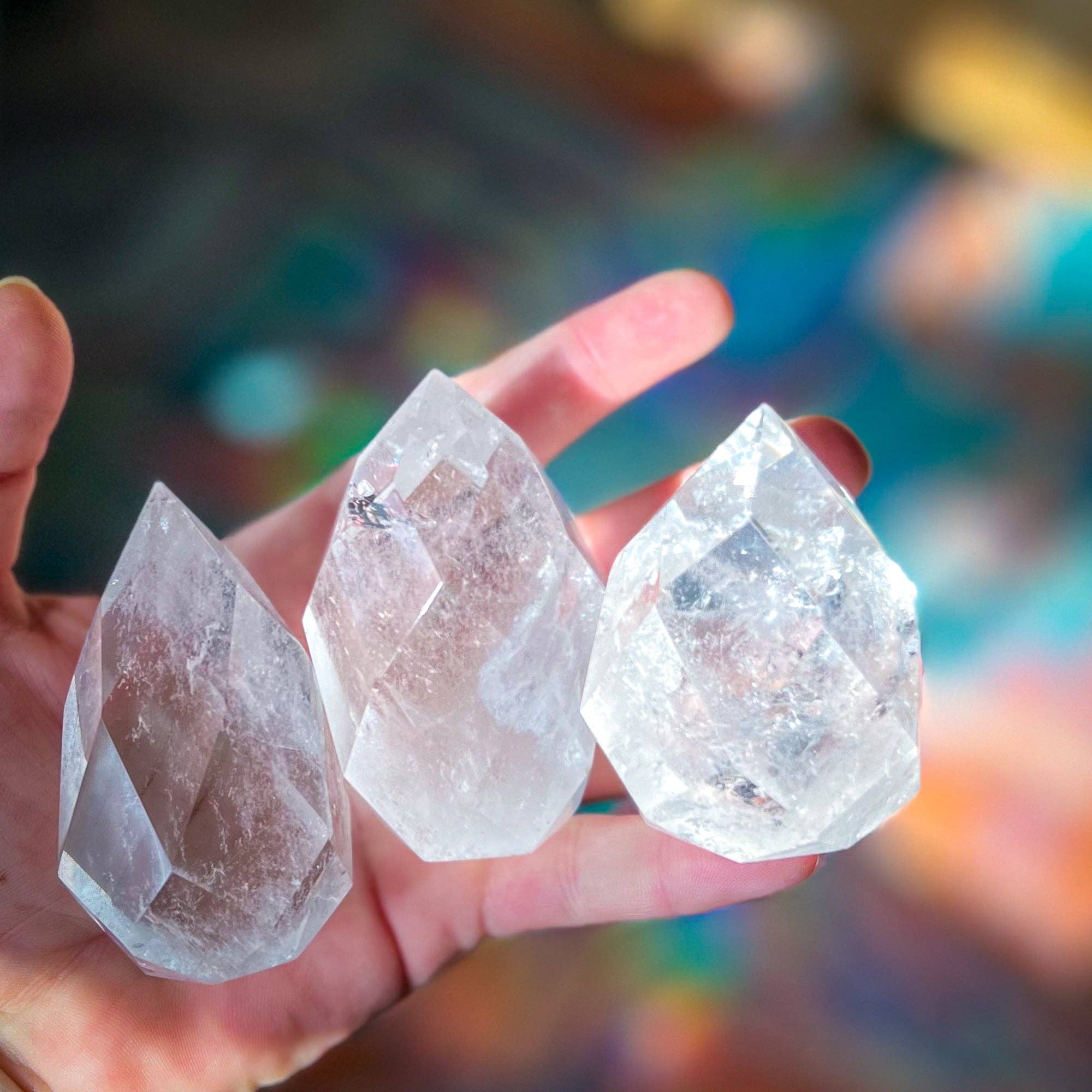 Mandala Gems - Wholesale Spiritual Stone/Crystal - Clear Quartz Faceted Flames6