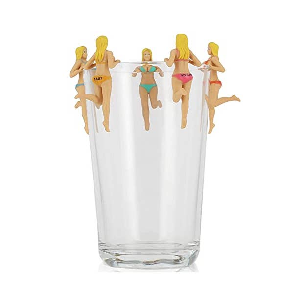 AJ TOYS & GAMES - Wholesale Wine/Cocktail Glass Markers - NPW Bosom Buddies Drink Markers - 6ct2