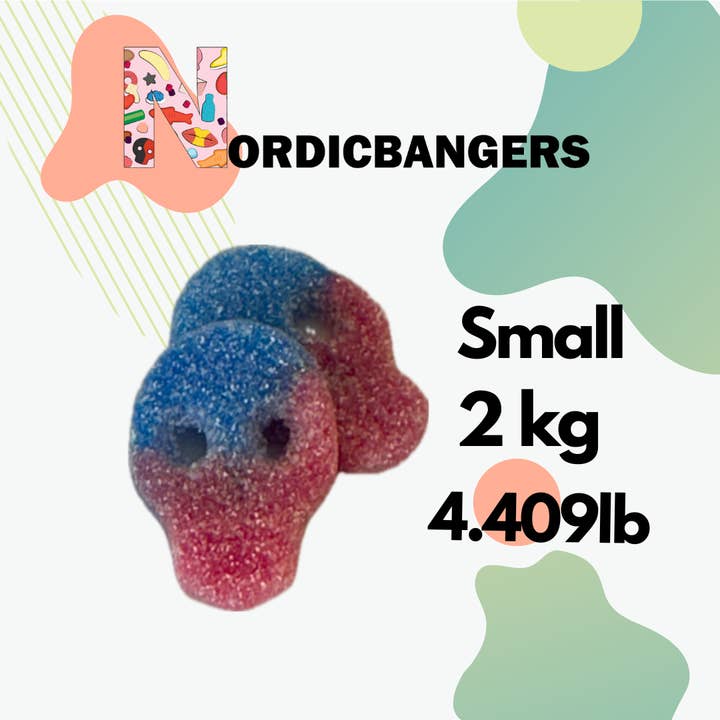 Nordicbangers - Swedish Candy - Wholesale Gummy - Veggie Fizzy Skulls 2kg/4.4 Lbs - Swedish Candy Pick And Mix