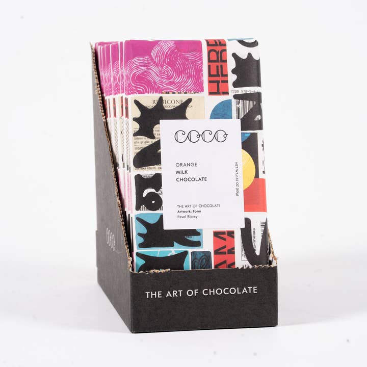 COCO Chocolatier - Wholesale Chocolate Bar - Orange Milk Chocolate Bar (Pack of 12)