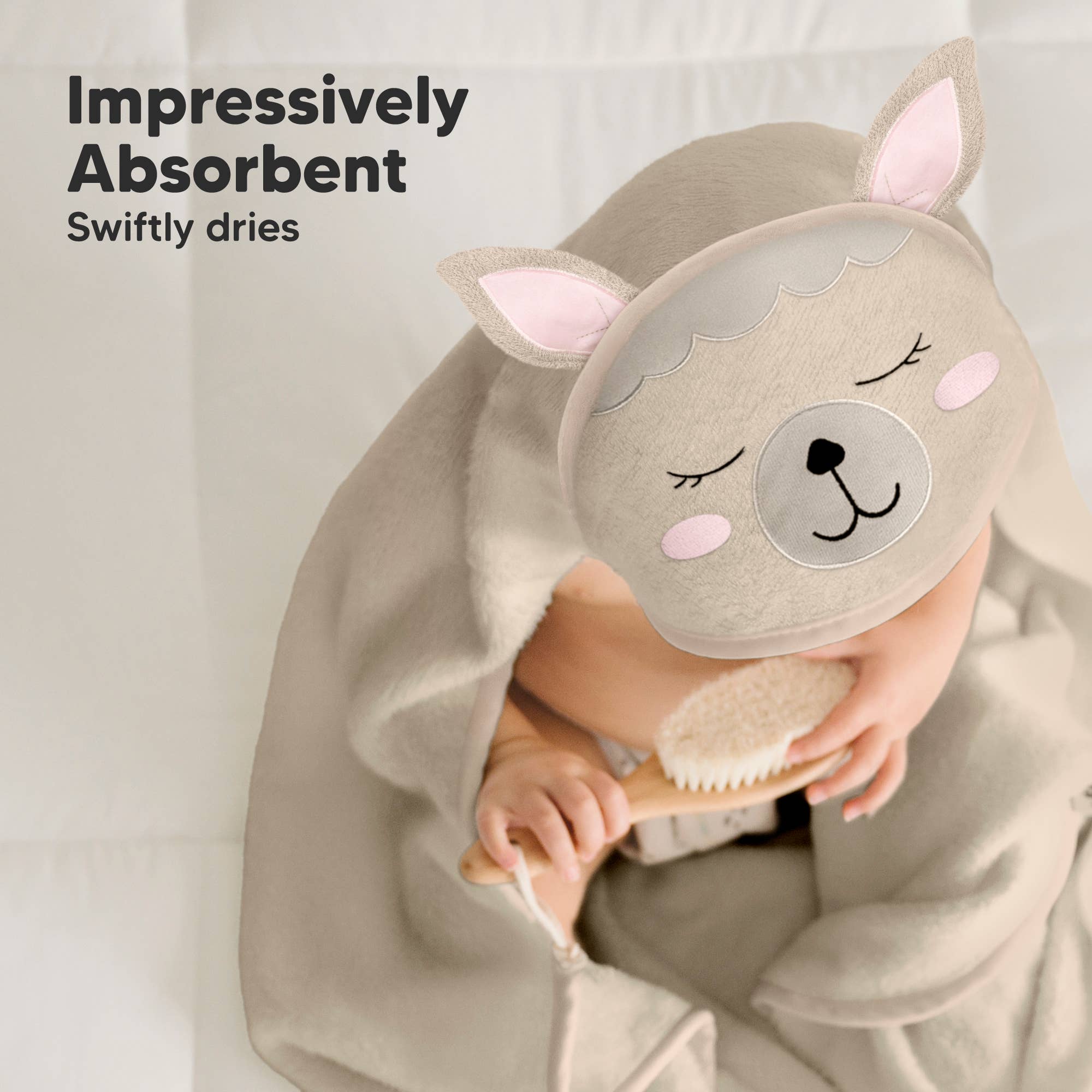 Alpaca KeaBabies Cuddle Baby Hooded Towel for wholesale on Faire4