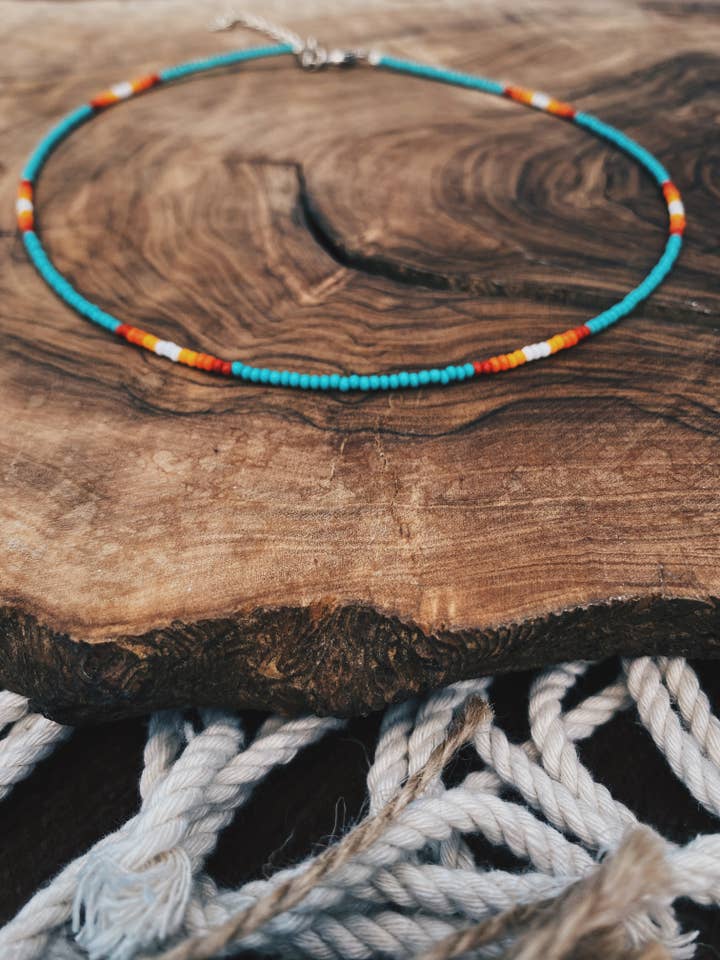 Teal western Beaded necklace for wholesale by The western jewel