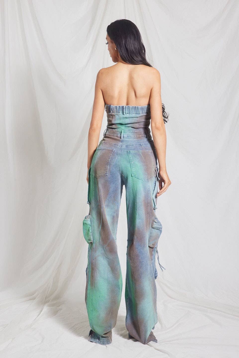 WFFS - Wholesale Jumpsuit - Women's - Multi Color Cargo Denim Jumpsuit2