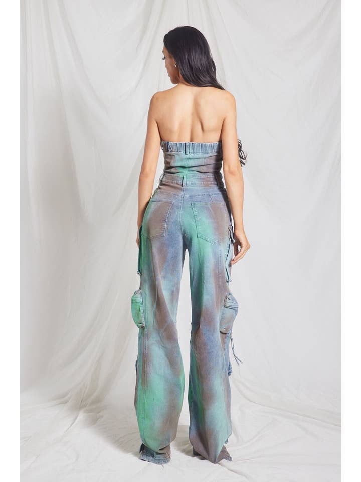 WFFS – wholesale Jumpsuit - Dam – Flerfärgad Cargo Denim Jumpsuit2