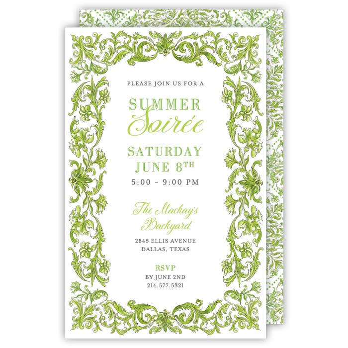 Handpainted Green Filigree Border Large Flat for wholesale by RosanneBeck Collections