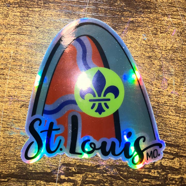 St. Louis, MO Holographic Arch Sticker - 2.75″ × 3″ for wholesale by Wildcard Graphic Design