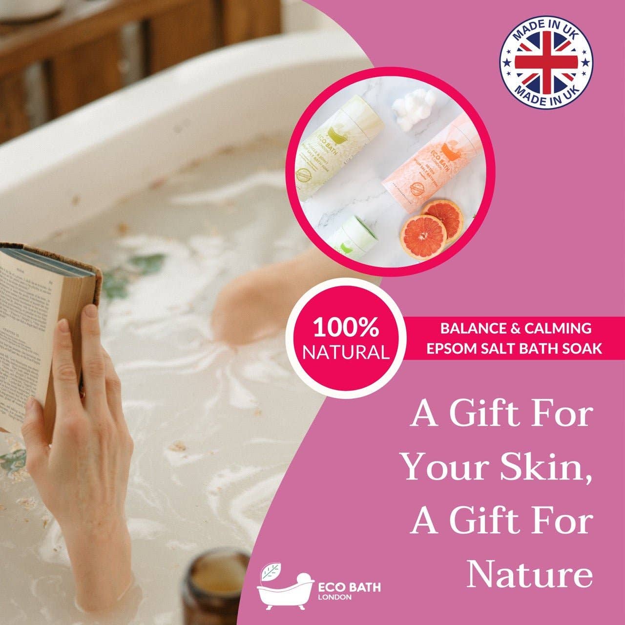 Eco Bath London - Venta al por mayor Gel/espuma de baño - Jabón de baño Eco Bath London Balance and Calming con sal de Epsom, tubo6