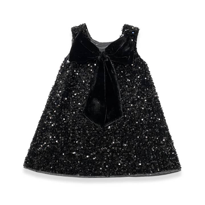 Doe a Dear - Wholesale Dress - Kids - 17128 Sleeveless Sequin Dress w/ Back Velvet Bow (2 Colors)3