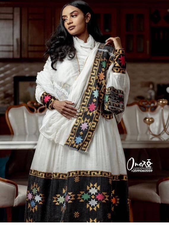 Brhan - Wholesale Kaftan - Women's - Black Habesha Kemis