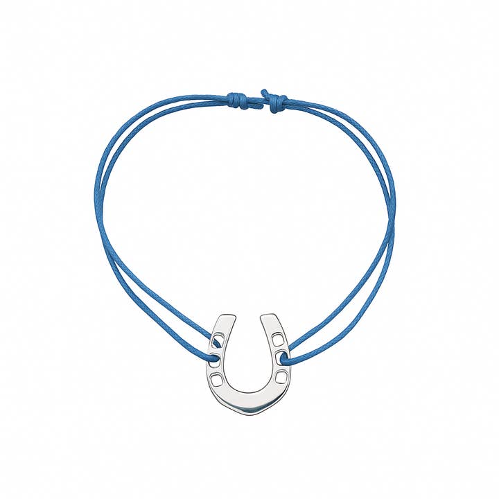 Rhodium-Plated Sterling Silver Horseshoe Cord Bracelet for wholesale by TALISMAN JEWELLERY (D&Fidanverdi, S.L.)