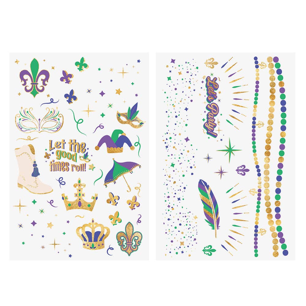 Flash Tattoos - Wholesale Temporary Tattoo - MARDI GRAS SPARKLE metallic temporary tattoo pack5