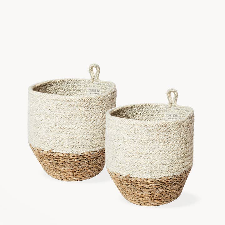 KORISSA – wholesale Basket – Handwoven Wall Basket • Amari Loop Bin - Natural-Set of 21