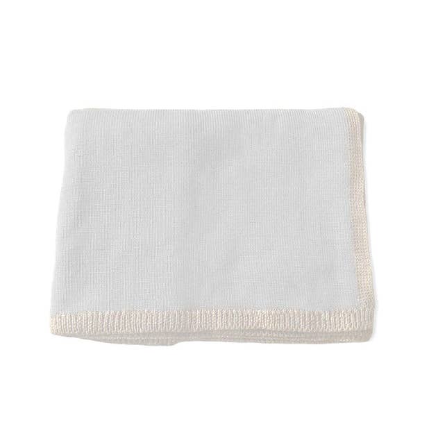 Baby blanket baby blue off white rib for wholesale on Faire