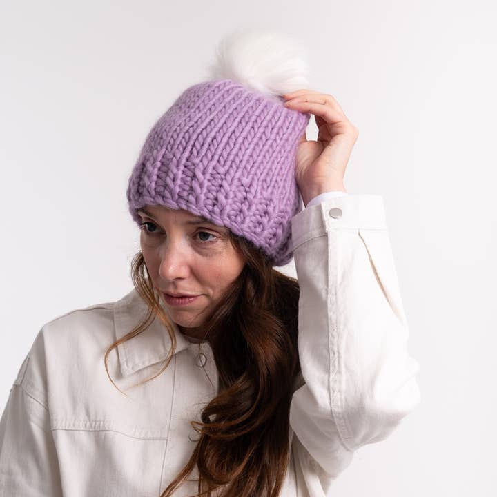 Wool Couture Company – wholesale DIY craft kit – Pom Pom Hat Easy Knitting Kit2