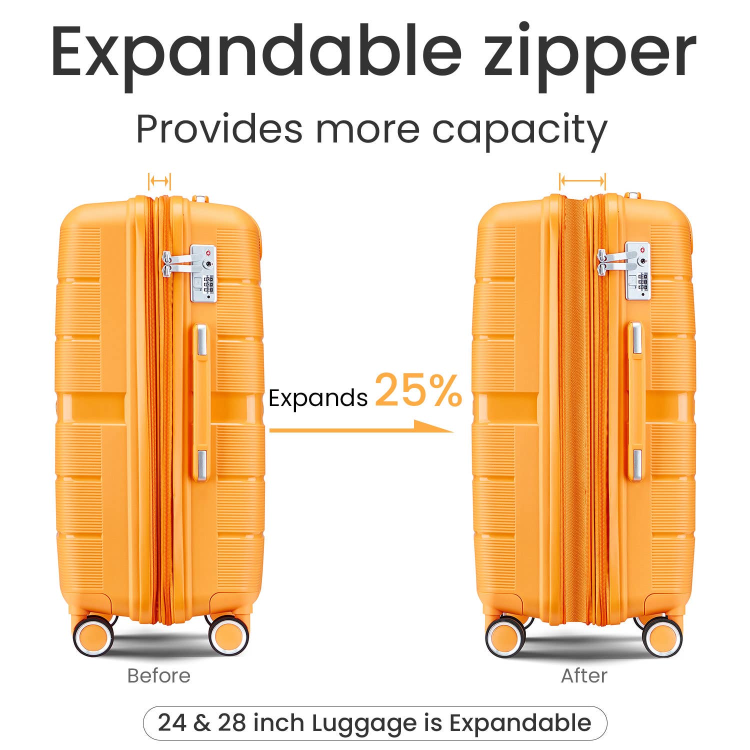 Orange Luggage Sets 4 Piece PP Lightweight Expandable Suitcase for wholesale on Faire1