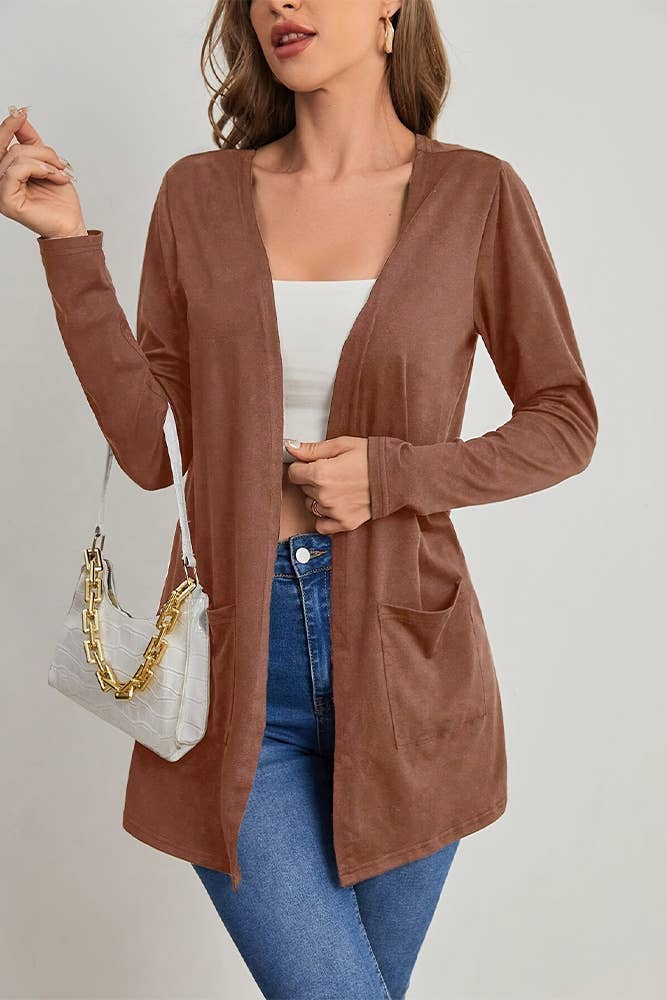 Vêtements d'extérieur ouverts sur le devant de couleur unie ZK2286