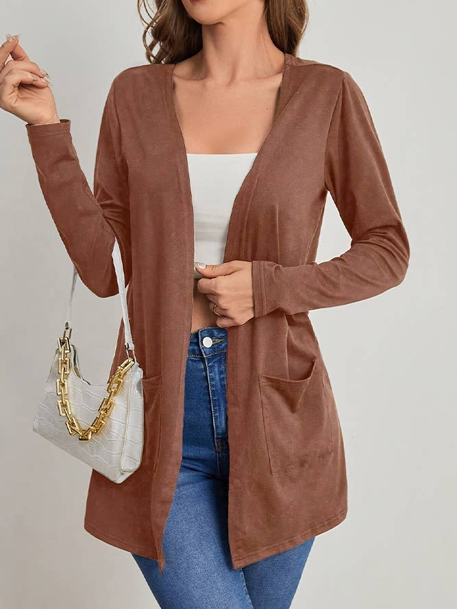 Vêtements d'extérieur ouverts sur le devant de couleur unie ZK2286