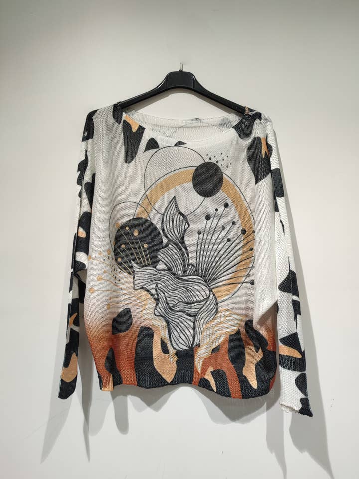 PESS PRINT PE25 geo leo - boat neck for wholesale by Pomelo paris