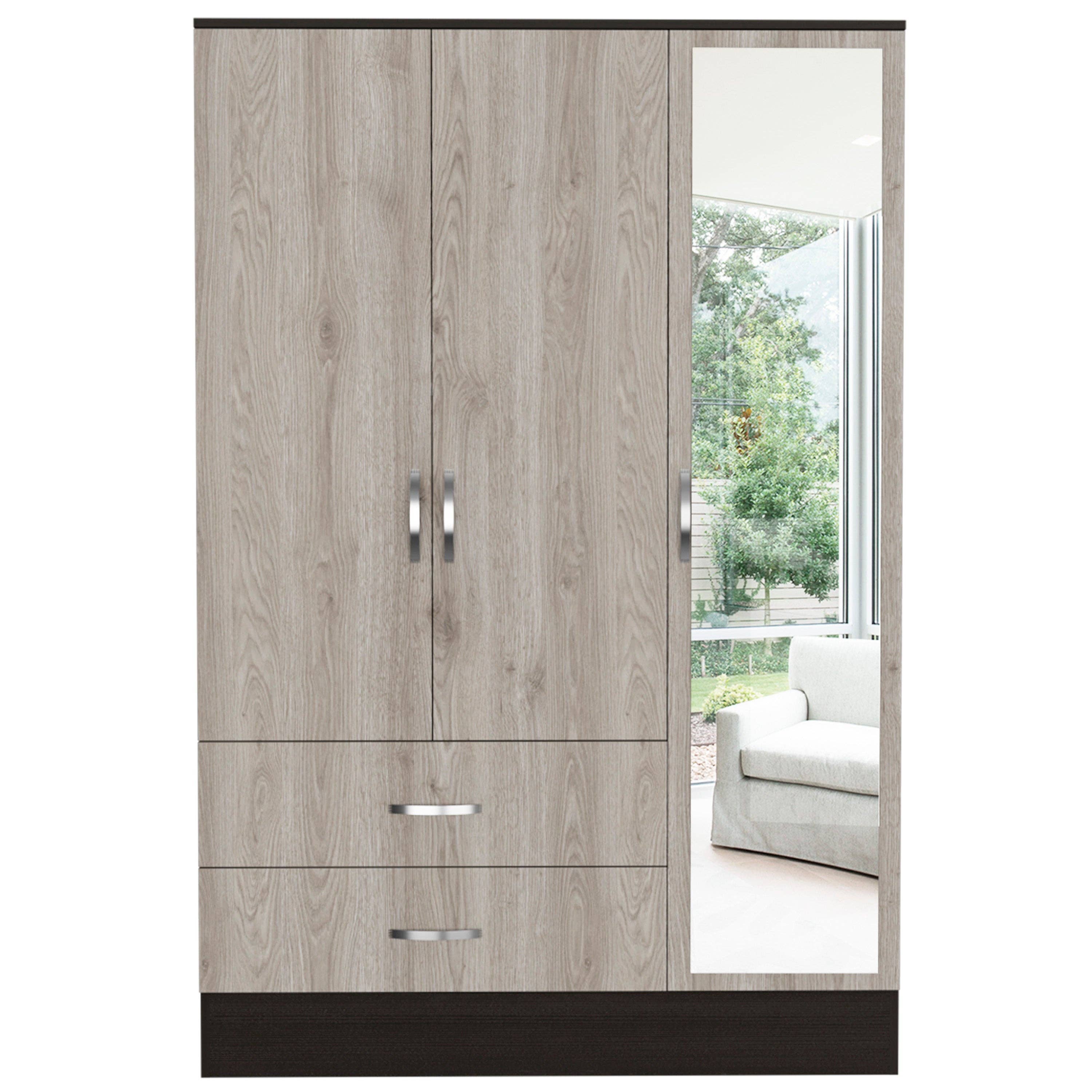 Multi color Bolton Mirrored Armoire with 3-Doors and 2-Drawers for wholesale on Faire1