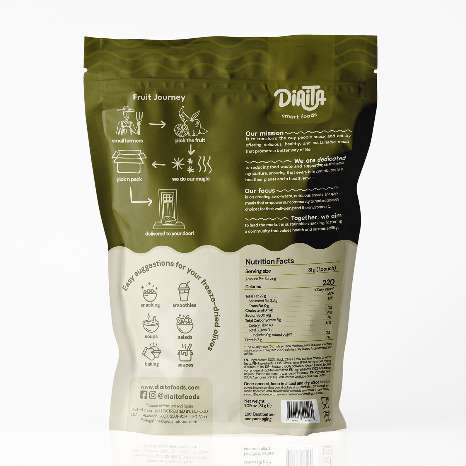 Diaita - Wholesale Dried/Dehydrated Fruit - Salted Dehydrated Olives Snack1