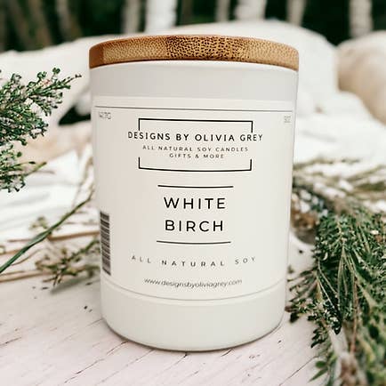 Bougie de soja naturelle en bouleau blanc | Bougie non toxique pour la vente par Designs By Olivia Grey | All Natural Soy Candles