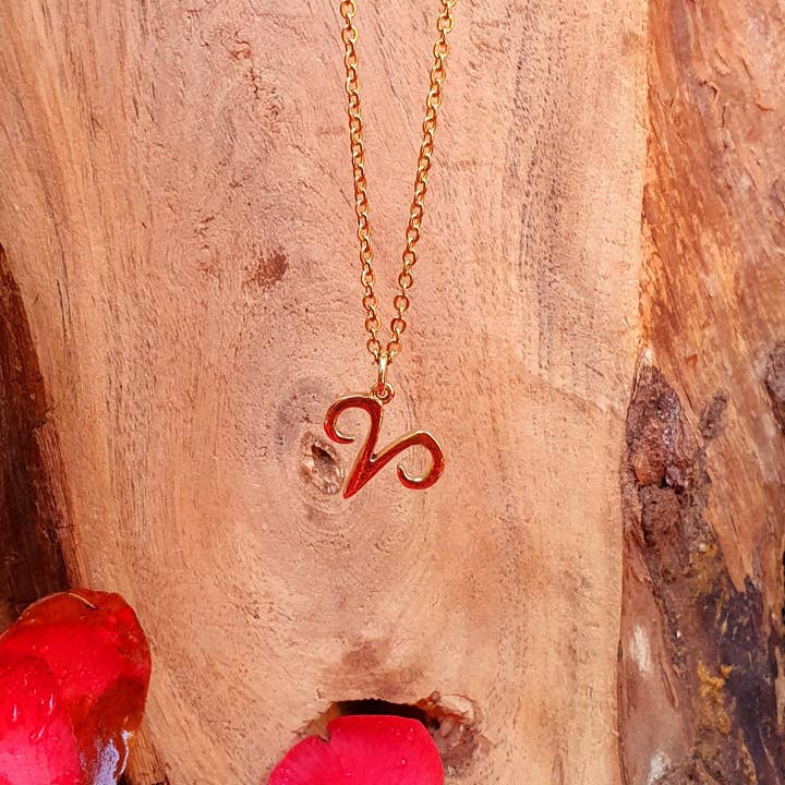 Kaali Boutique - Wholesale Pendant/Charm Necklace - Aries Star Sign Horoscope Gold Necklace / Astrology / Tarot / Boho / Hippie / Rustic / Ethnic / Third Eye / Illuminati2