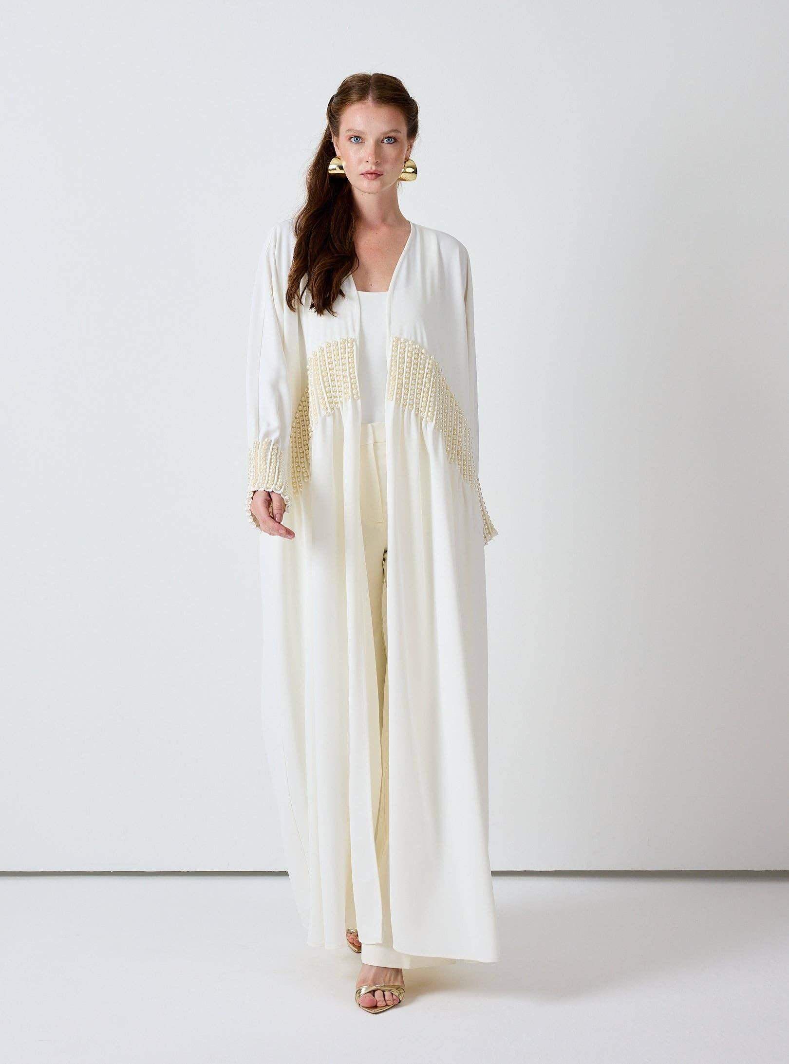 Store WF – wholesale Kaftan – Women's – Off White Abaya with Pearl Embellishments3