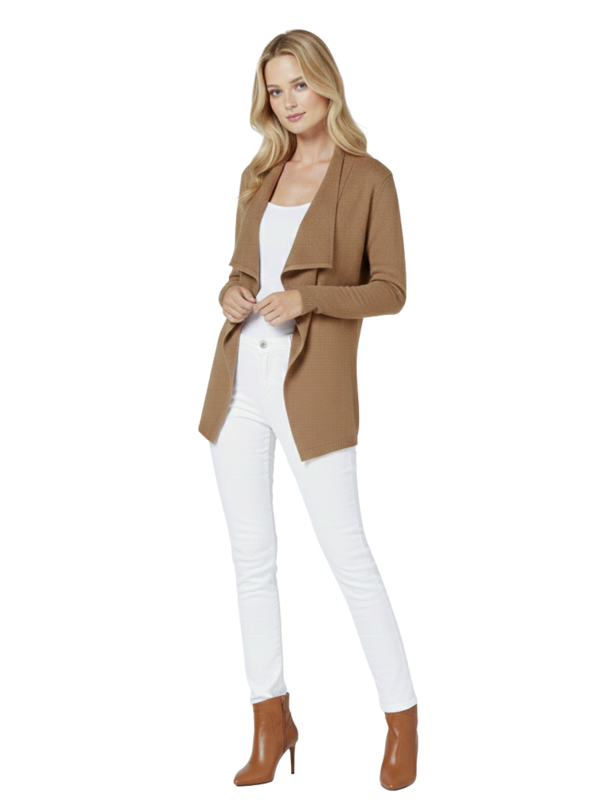 Mak - Wholesale Cardigan - Women's - Long Sleeve Open Front Draped Sweater Cardigan MK821812