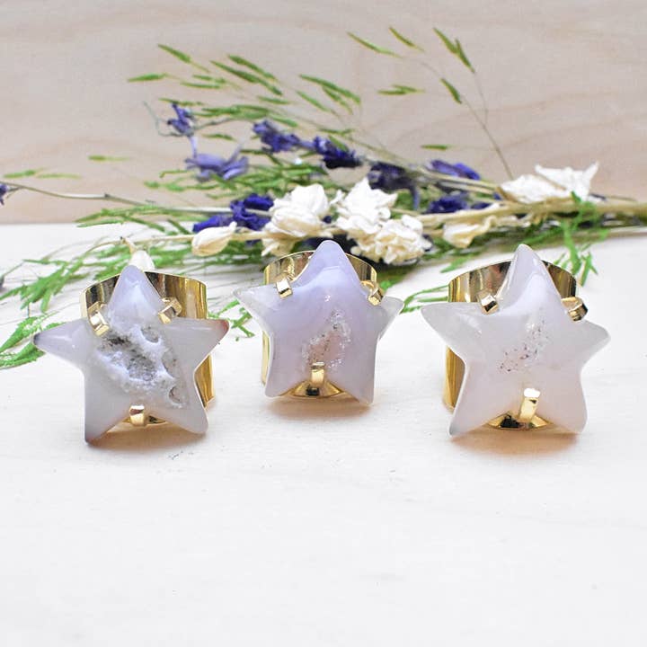 Druzy Geode Star Manschett Ring för wholesale av Ewelina Pas Jewelry