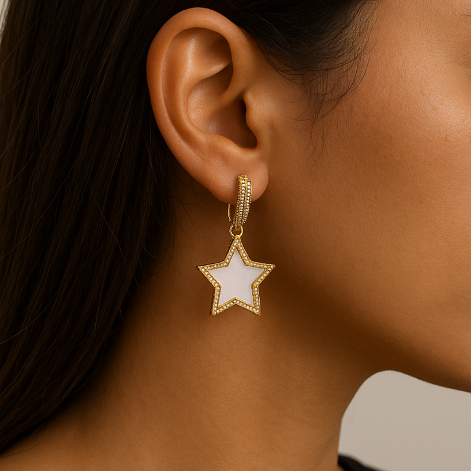 PHOEBE´S - Wholesale Dangle Earrings - 18-carat gold-plated mother-of-pearl star earrings1