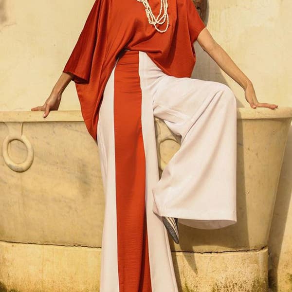 Batwing Sleeves Half Sleeves Striped Round-Neck TOP/PANT for wholesale by UZ Wholesale Store