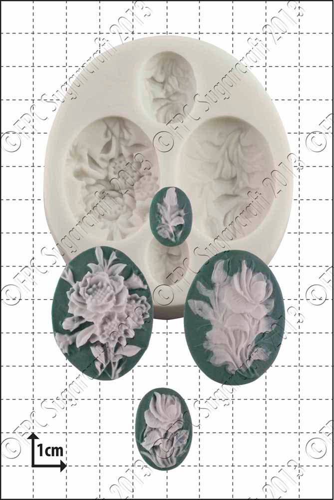 FPC Sugarcraft – wholesale Hantverkstillbehör – Cameos silikonform (mögel) - 'Flower Cameos'0