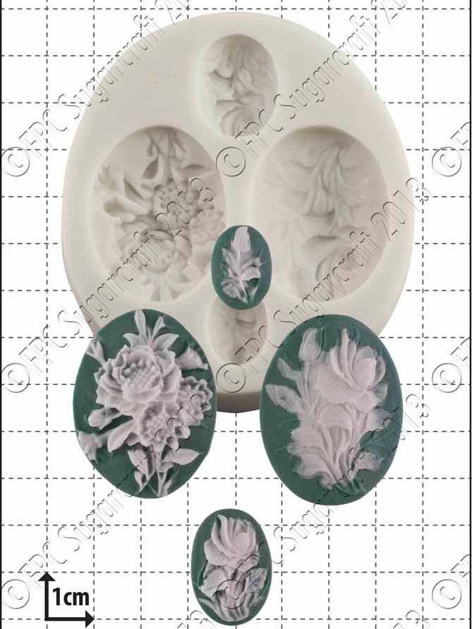 Molde de silicona Cameos (molde) - 'Flower Cameos' para venta al por mayor de FPC Sugarcraft