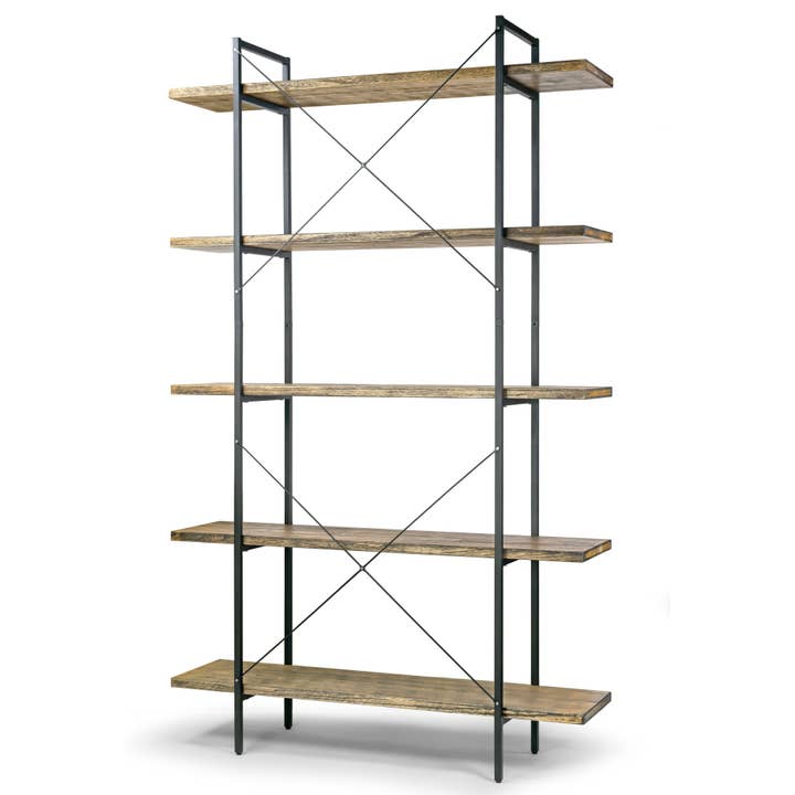 Glamour Home - Wholesale Free Standing Shelf - Amrit 84.5" Wood and Metal Etagere Bookcase Media Center4