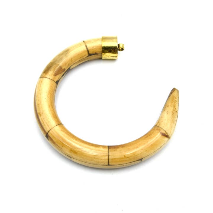 Only Beads - Wholesale Individual Charm/Pendant - Fishhook Crescent Pendant - Ox Bone Focal in White and Brown3