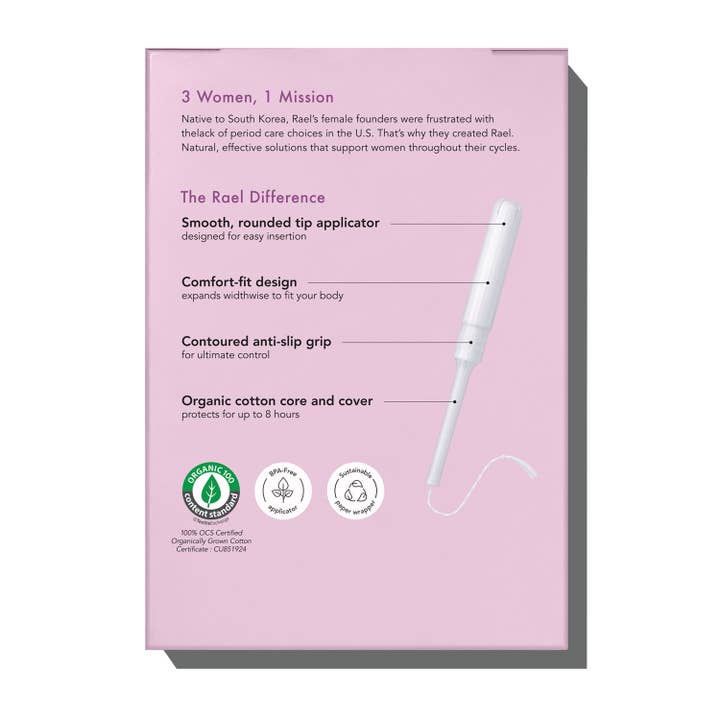 Rael - Wholesale Tampon - Rael Organic Cotton Tampons with Long Applicators - Super5